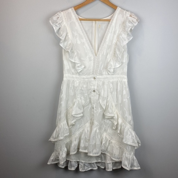 Elegant White Ruffle Dress - Picture 3 of 11